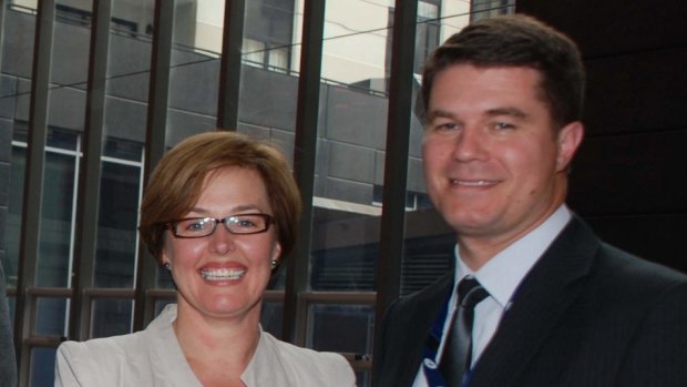 Government minister Meegan Fitzharris and husband Pierre Huetter, pictured in 2011.