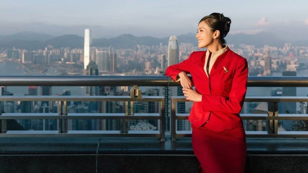 Cathay Pacific's uniform for female flight attendants.