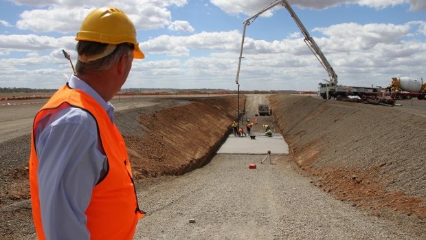 The runway starts to take shape at the Wellcamp airport at Toowoomba.