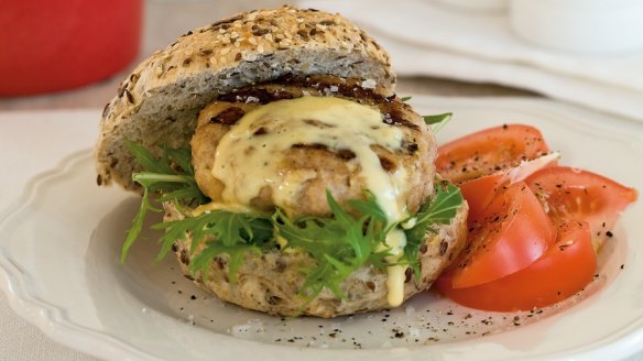 Chicken burger with tarragon.