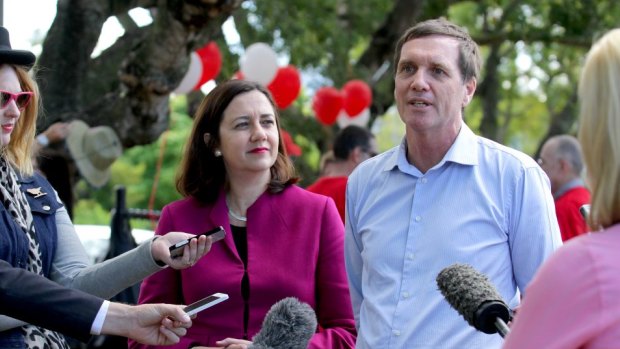 Queensland opposition leader Annastacia Palaszczuk with Stafford by-election candidate Anthony Lynham.