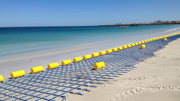 The shark barrier about to be reinstalled at Coogee Beach.