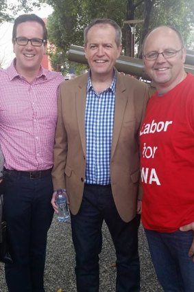 Barry Urban (right) with Labor leader Bill Shorten and Federal Labor member Matt Keogh. 