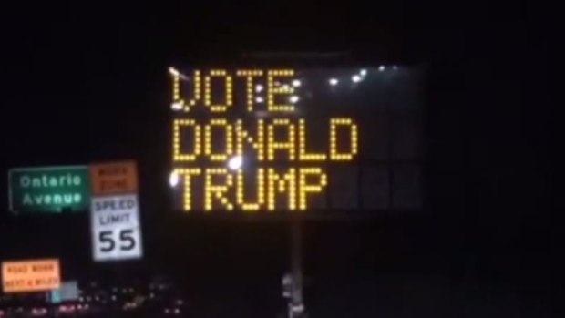 A video showing the hacked road sign. The message also included a cheery 'Merry Xmas'.
