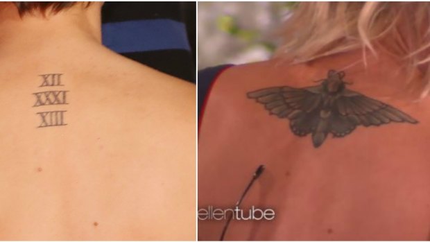 Before and after: Cuoco had her wedding tattoo covered up with a moth.