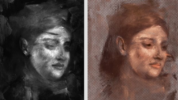 Using colour techniques to reconstruct the hidden painting.