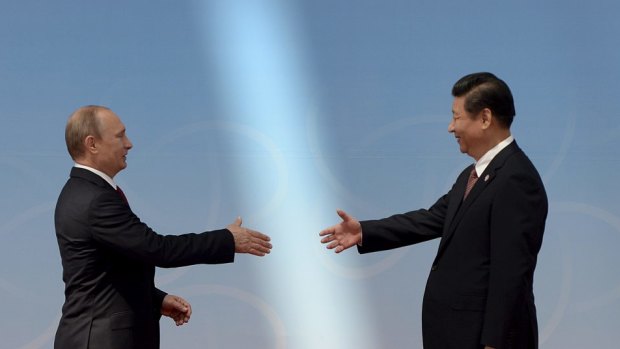 Through thick and thin: Chinese President Xi Jinping and his Russian counterpart and body-weight target Vladimir Putin.
