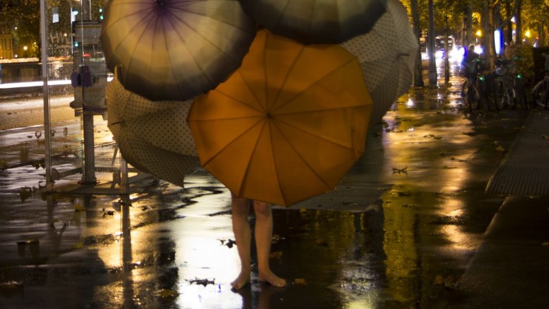 Artist Who Walked Paris Dressed Only In Umbrellas Brings Playful