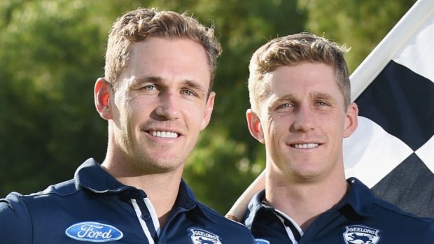 Geelong captain Joel Selwood and his brother and teammate Scott Selwood.