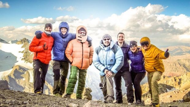 Maria Strydom with her husband Robert Gropel and fellow mountaineers in 2015.