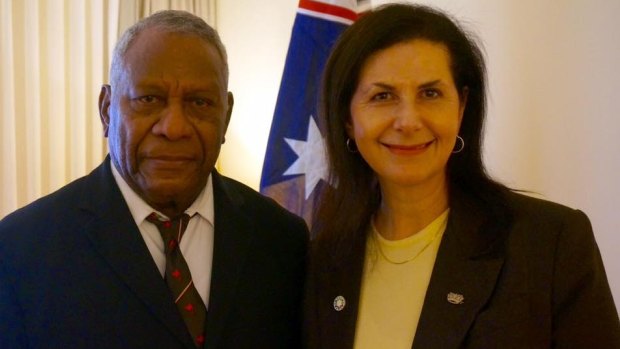 Vanuatu President Baldwin Lonsdale with Australian Senator Concetta Fierravanti-Wells in May 2016.