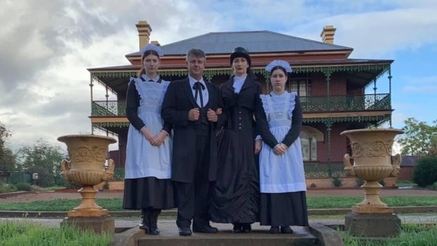 Lawrence Ryan and Silvia Heszterenyiova and their daughters at Monte Cristo Homestead.