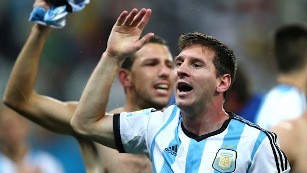 Heading to the final: Lionel Messi celebrates.