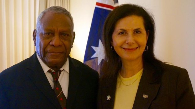 Vanuatu President Baldwin Lonsdale with Australian Senator Concetta Fierravanti-Wells in May 2016.