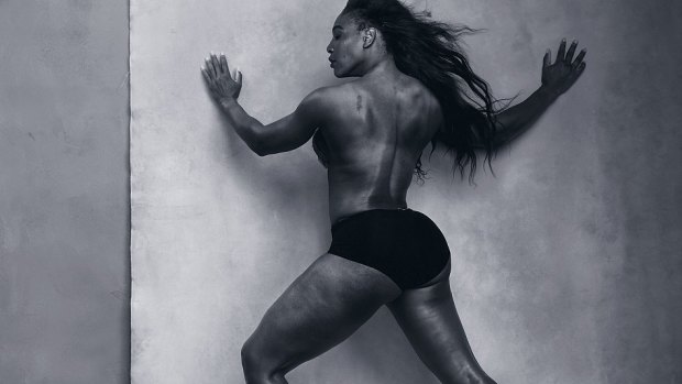 Serena Williams in topless version of the shot she posed for in Vogue.