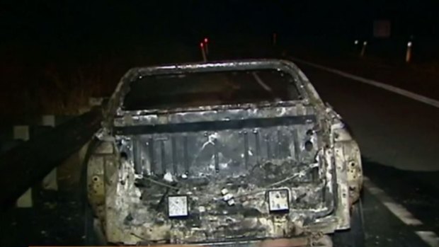 The owner said someone tried to steal this ute before setting it alight.