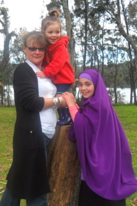 Sydney woman Karen Nettleton pictured with two of her grandchildren who are now trapped in Syria.
