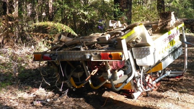 The rear tray containing the firefighting equipment was found dumped in bushland.