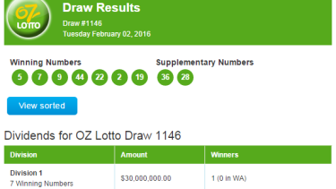 Oz Lotto: no WA luck as eastern states player scoops million first division