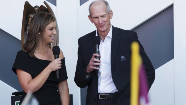 Switch: Yvonne Sampson, pictured here with Wayne Bennett, has made the switch to Fox Sports.