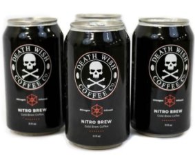 Death Wish Nitro Brew canned coffee.