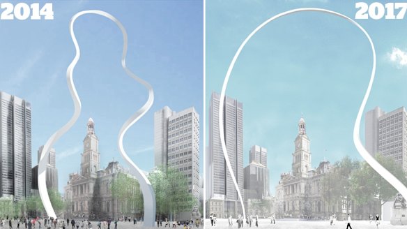 Cloud Arch sculpture 2014 vs 2017. 