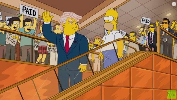Homer Simpson appeared at a Trump rally in an episode last year.