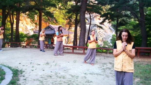 Deep in prayer at Golgulsa Temple.