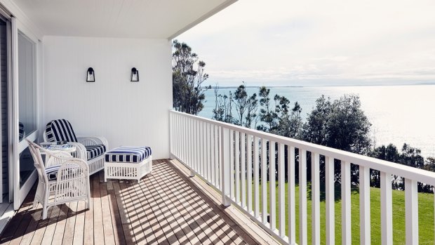 Balcony of Collette Dinnigan-designed penthouse at Bannisters by the Sea.