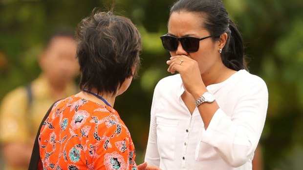 Andrew Chan's fiance Febyanti Herewila (right) returns from her first visit to Andrew on Nasakambangan prison island since his transfer from Kerobokan. 