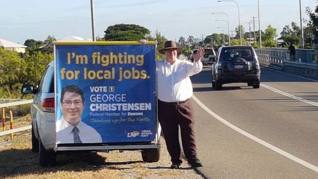 George Christensen campaigning in the Queensland seat of Dawson.