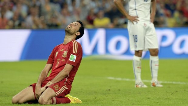 Spain's Sergio Busquets missed a glorious chance to get Spain back into the game.