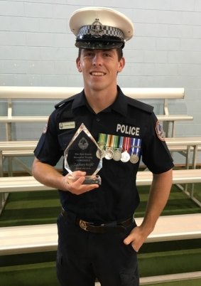 Zach Rolfe at his police graduation on December 7 when he was named dux of his class.