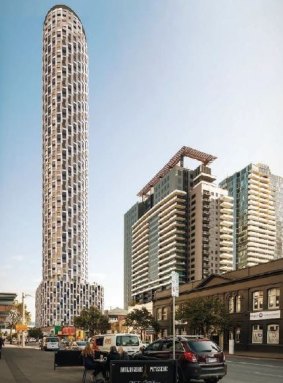 An artist's impression of the 57-tower development proposed for City Road, Southbank.