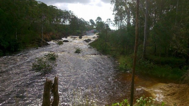 Sideling Creek, Spillway Lake Kurwongbah on Friday afternoon.