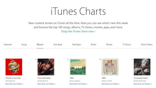 Adams's <i>1989</i> is currently outselling Swift's original on iTunes.