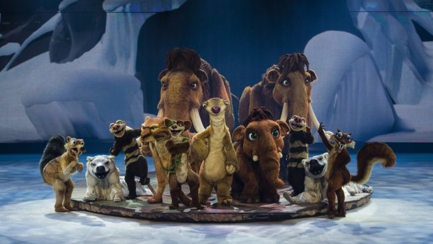 The mixed-up herd in Ice Age Live! A Mammoth Adventure.
