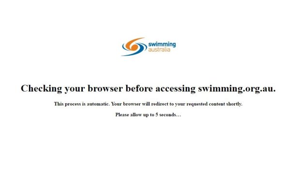 Those attempting to log onto the Swimming Australia website are met with this message.