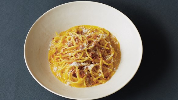 A silky spaghetti carbonara.