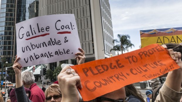 The Adani Carmichael mine project drew protests in Brisbane last year.