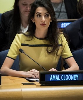  Amal Clooney attends an event titled "The Fight against Impunity for Atrocities: Bringing Da'esh to Justice" at the United Nations headquarters, in New York City.