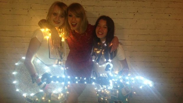 Lucy Sugerman, right, and Kealie Diamond with Taylor Swift at the concert in Sydney.