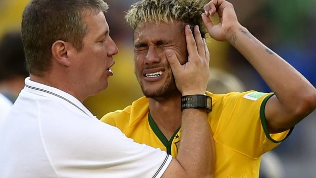 Emotional: Neymar was in tears after penalty shootout win over Chile.
