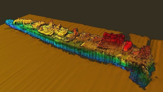 Another rendered image of the wreck of the HMAS Sydney.