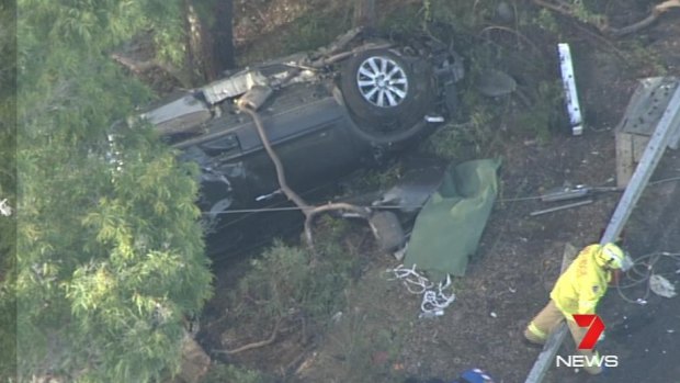 Julie Bullock's vehicle overturned in the crash on the Hume Motorway.