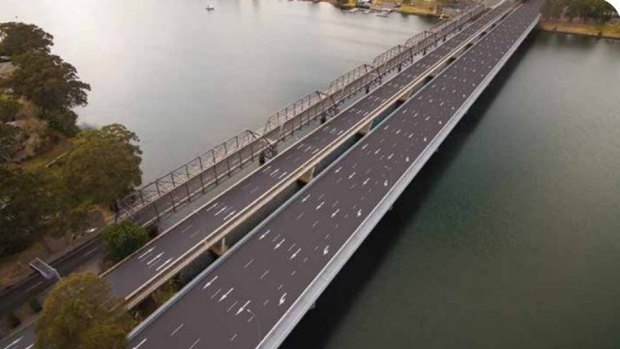An artist's impression of the new northbound bridge over the Shoalhaven River alongside the existing bridge, which will carry southbound traffic.