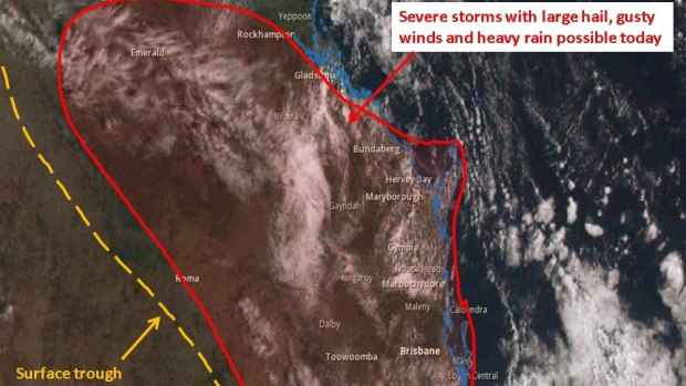 The Bureau of Meteorology tips large hail and winds for Sunday.