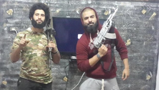 Set to fight:  Melbourne men Mahmoud Abdullatif and Abu Jihad left Australia to join Islamic State together four months ago.