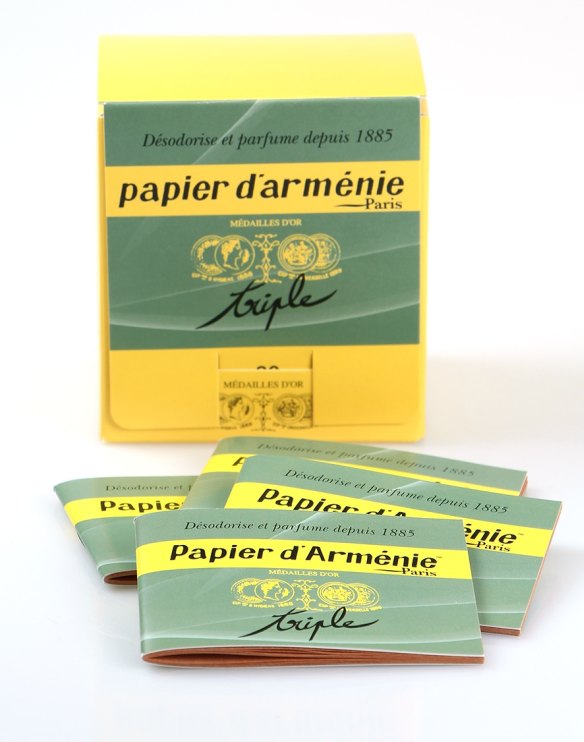 Papier d'Armenie perfumed paper strips, $8.95, from The Essential Ingredient, <a href="http://shop.essentialingredient.com.au/kitchen-equipment/candles-and-scents/PAPIE-H881430/Papier-d'Armenie-Perfumed-Paper-Strips.html" target="_blank">shop.essentialingredient.com.au</a>.