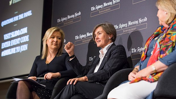 "Ask again at dinner": Opera House chief executive Louise Herron, middle, jokes about the directive at a <i>Herald</i> panel on the arts.